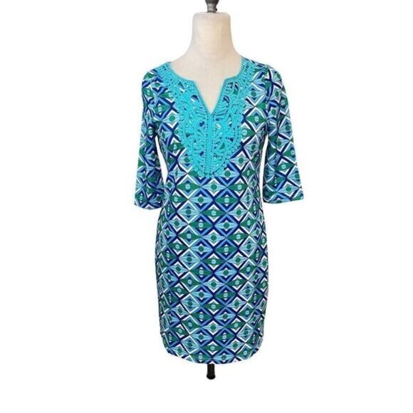 Tracy Negoshian Geometric Lace Front Stretch Dress XXS - Picture 1 of 5